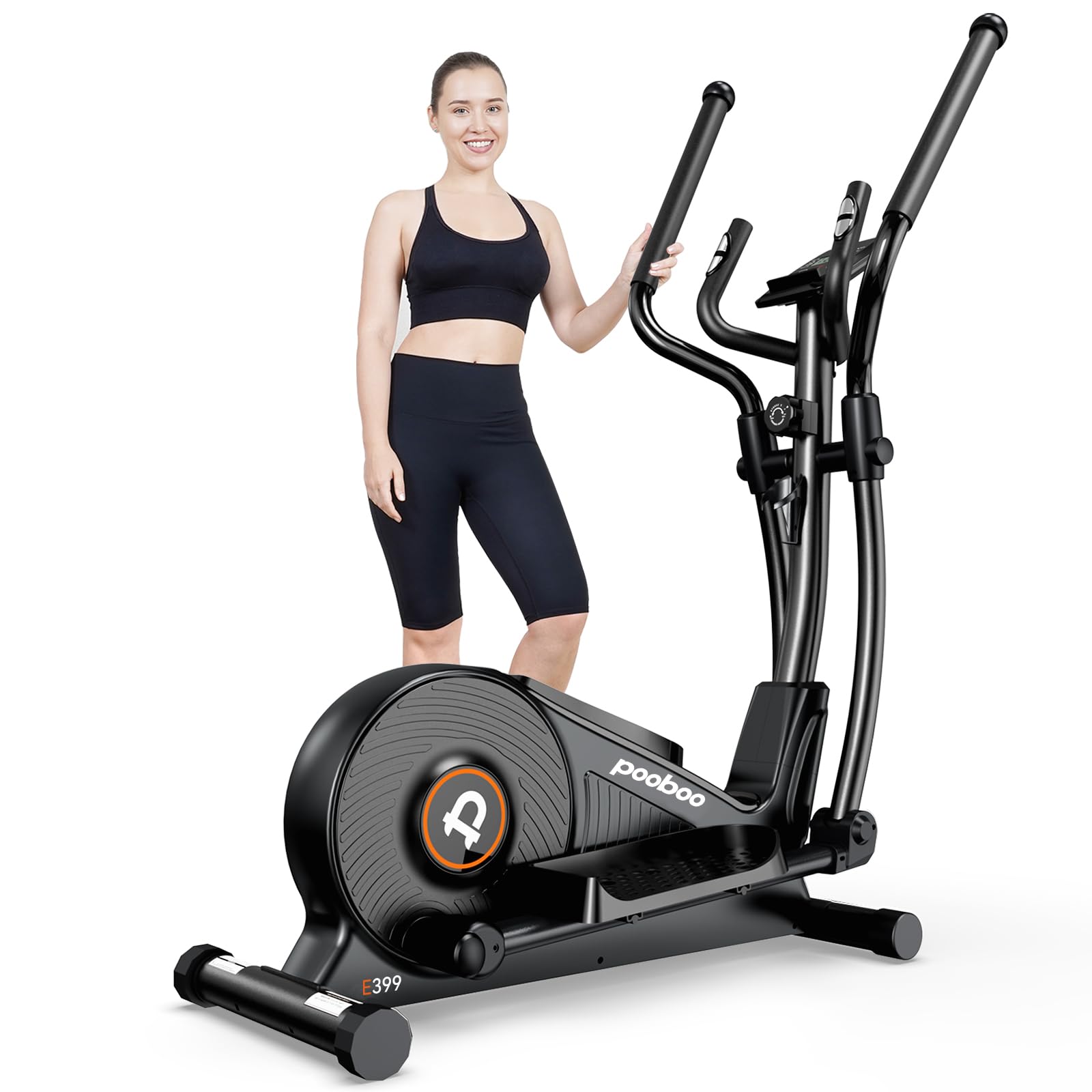 pooboo Elliptical Machine, Elliptical Exercise Machine with 16-Level Resistance&Hyper-Quiet Magnetic Driving System, Elliptical Machine for Home with LCD Monitor&15.5IN Stride, 350LBS Weight Capacity