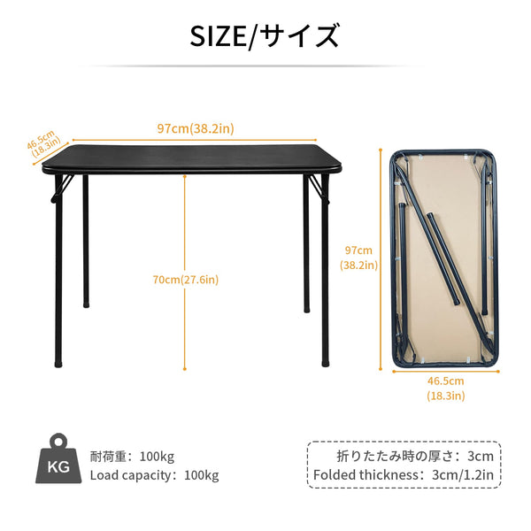 BOOSDEN Folding Table and Chairs, Foldable Table and Chairs Set, Fold Away Table and Chairs for Home, Dining, Picnic, Camping, Compact Metal Frame