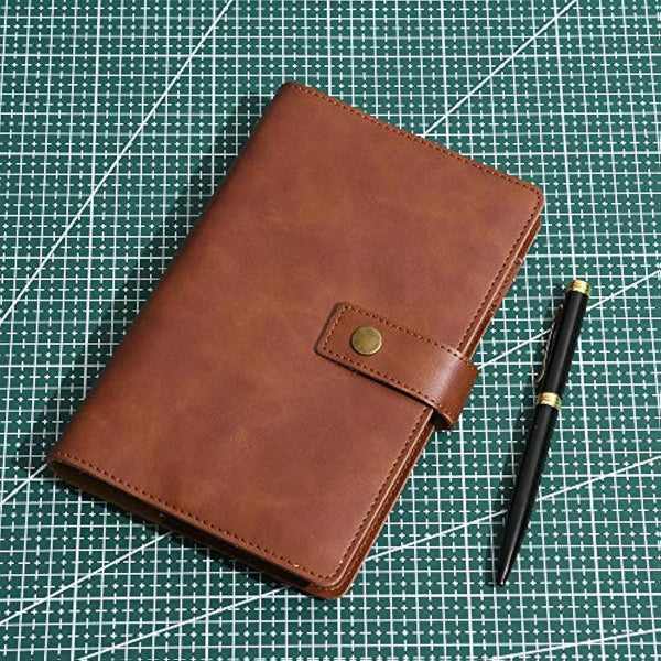 WONDERPOOL Leather Diary Refillable Notebook Spiral Journal Binder Portfolio - Dot Grid Paper & Inner Pockets Organizer for Man and Woman (Coffee, A6)