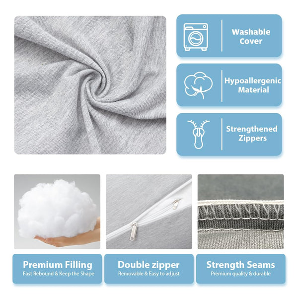 Chilling Home Pregnancy Pillows for Sleeping,U Shaped Maternity Pillow Pillow,55 inch Full Body Pillow Long Pillows for Sleeping, Maternity&Body Pillows for adults with Cover Velvet,Light Black