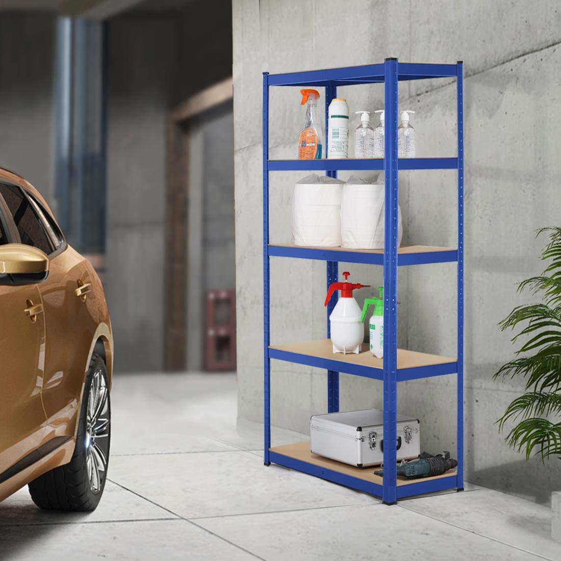 Yaheetech Garage Shelving Units - 5 Tier Heavy Duty Rack for Storage Metal Utility Shelves,180cm x 90cm x 40cm,175KG Per Shelf,Blue