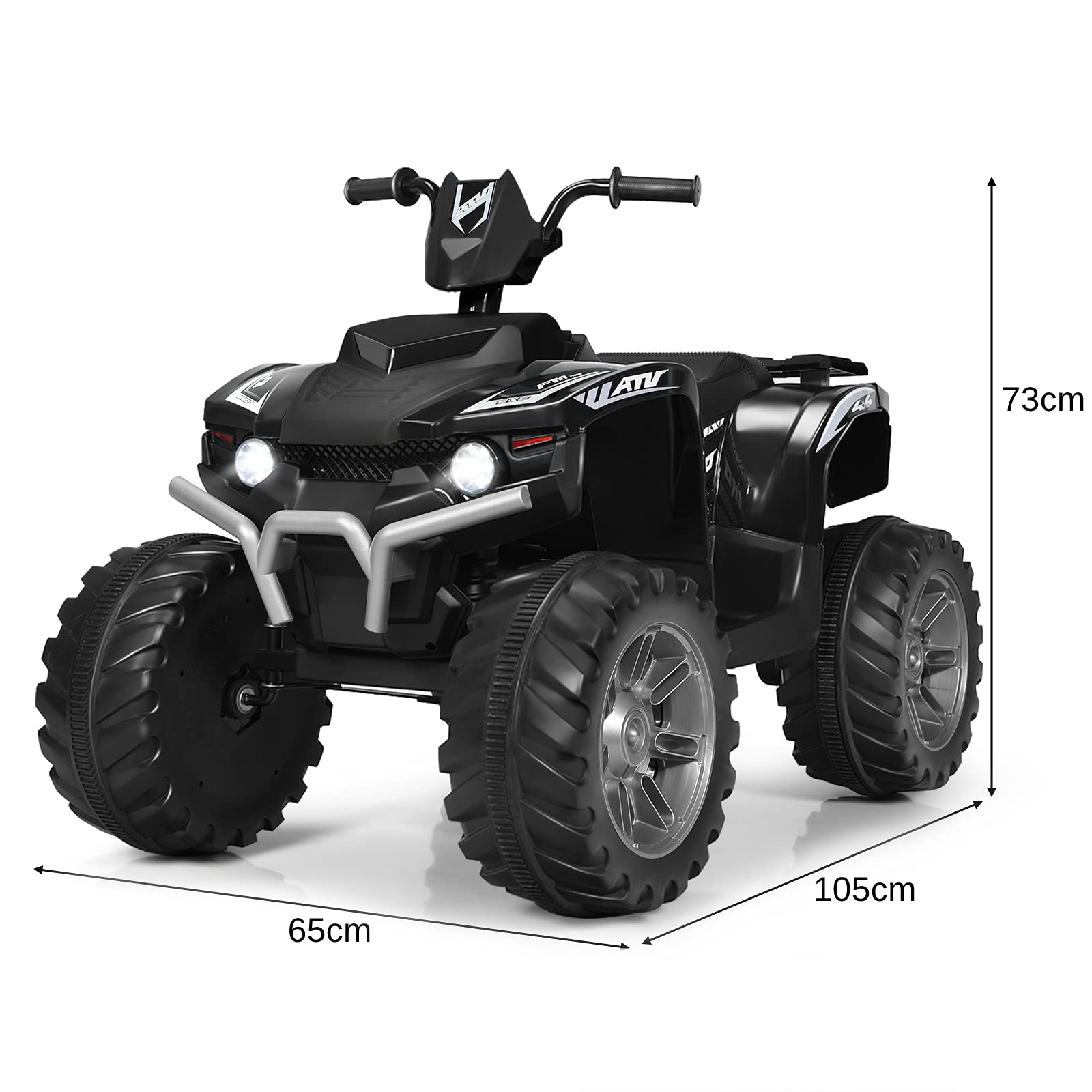 GYMAX Kids Electric Quad Bike, Children Ride On ATV with Bluetooth, Lights, Music, Horn, High/Low Speeds and Slow Start, 12 V Battery Powered Toy Car for 3-7 Years Boys Girls (Blue)