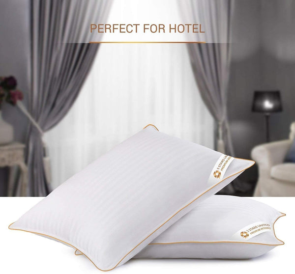 5 STARS UNITED Queen Luxury Pillows 2-Pack - 50x75 cm - Queen Size Hotel Quality Pillow for Sleeping - Ultra Soft Support Bed Pillows - Cotton Covers