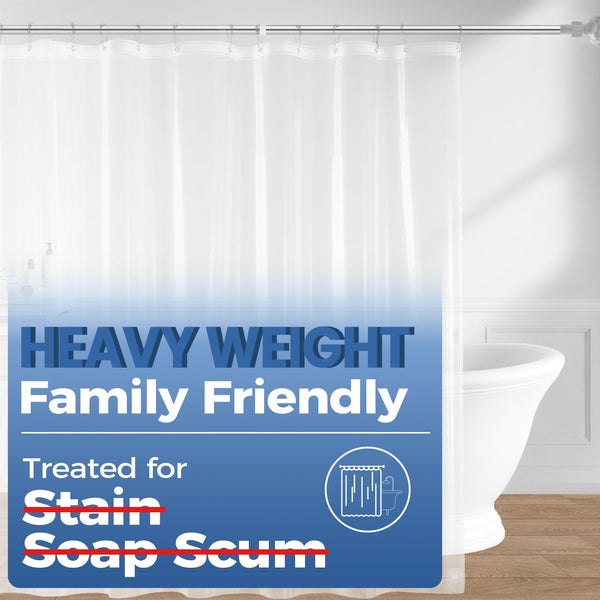 downluxe Heavy Duty Shower Curtain Liner Clear 3PCS - PEVA 8G Waterproof for Bathroom, Rust Proof Grommets, 72x72 Inches