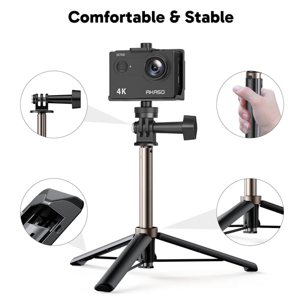 AKASO EK7000 Action Camera Floating Hand Grip Bundle - Includes 4K30FPS EK7000 Underwater Camera, Floating Hand Grip, 2 Batteries, Carrying Case, and Accessory Kits