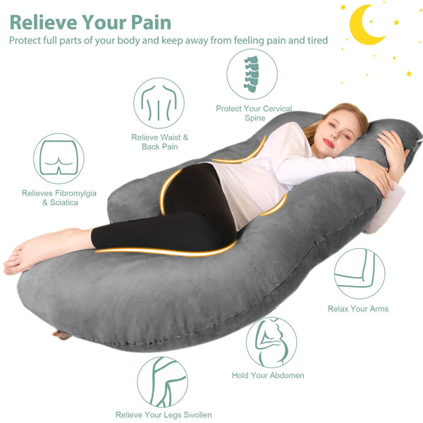 Chilling Home Pregnancy Pillow, 55 inches Maternity Pillow for Pregnant Women, Comfortable J Shaped Full Body Pillow Pregnancy Pillows for Sleeping,