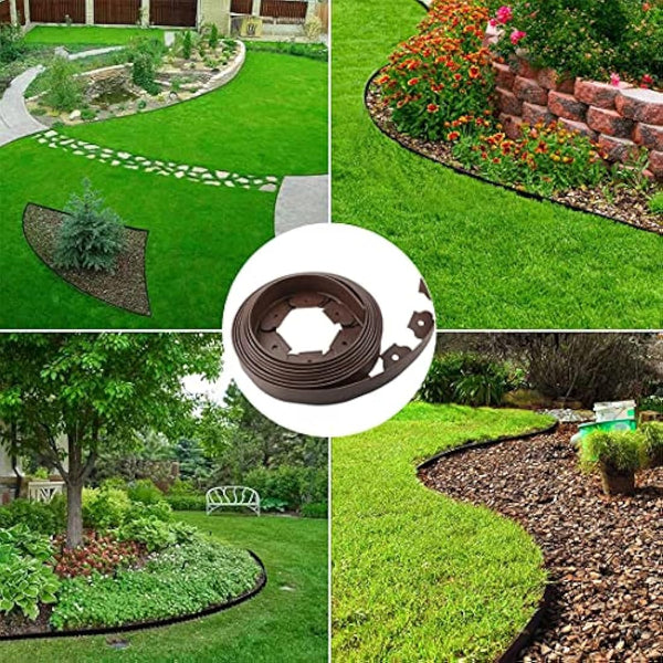 Lawn Edging Border 10m,Garden Edging Borders [Extra Tall 10cm High] with 30pcs Stakes,Flexible Landscape Edging,Mini Plastic Fence for Yard Flower Beds,Grass,Path -Brown
