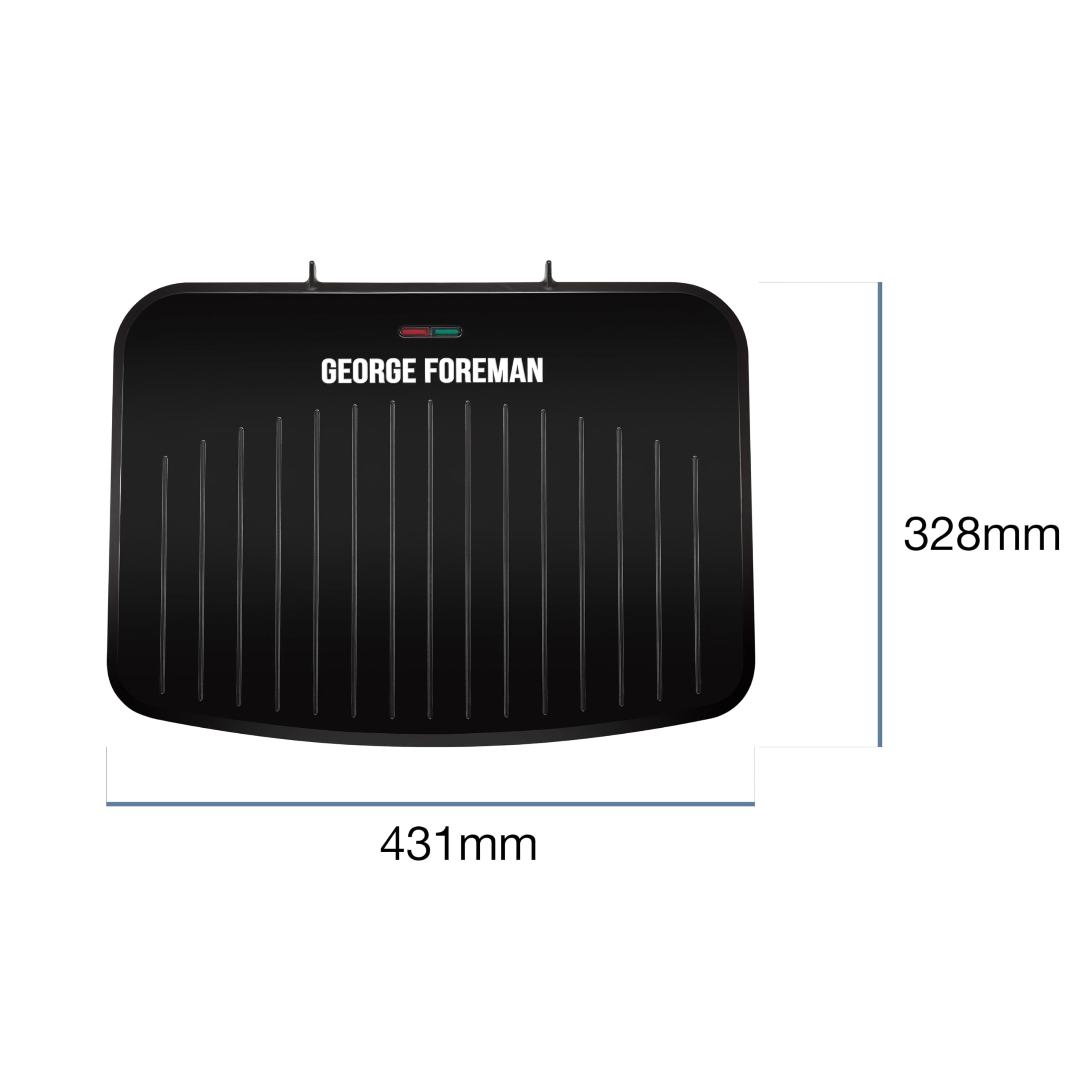 George Foreman Medium Electric Fit Grill [Non stick, Healthy, Griddle, Toastie, Hot plate, Panini, BBQ, Energy saving, Vertical storage, Easy clean, Drip tray, Ready to cook light] Black, 1630W 25810