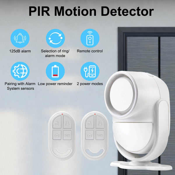 Shed Alarm, Shed Security Alarm for Home / Ranch / Van / Carport / Shop Infrared Detection Technology with 328ft Remote SOS Button Battery Powered 125db Extra Loud - Black