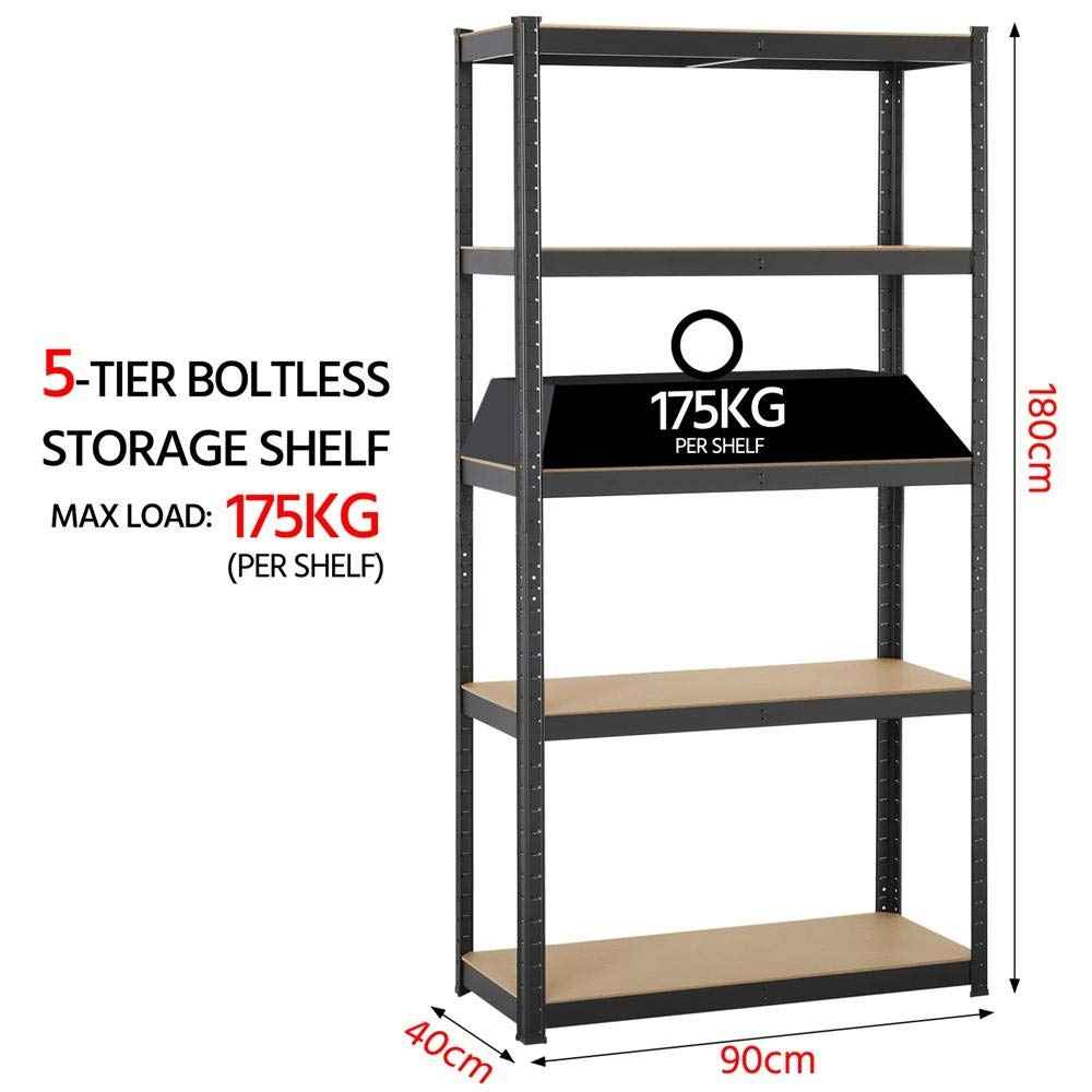 Yaheetech Garage Shelving Units - 5 Tier Heavy Duty Rack for Storage Metal Utility Shelves,180cm x 90cm x 40cm,175KG Per Shelf,Blue