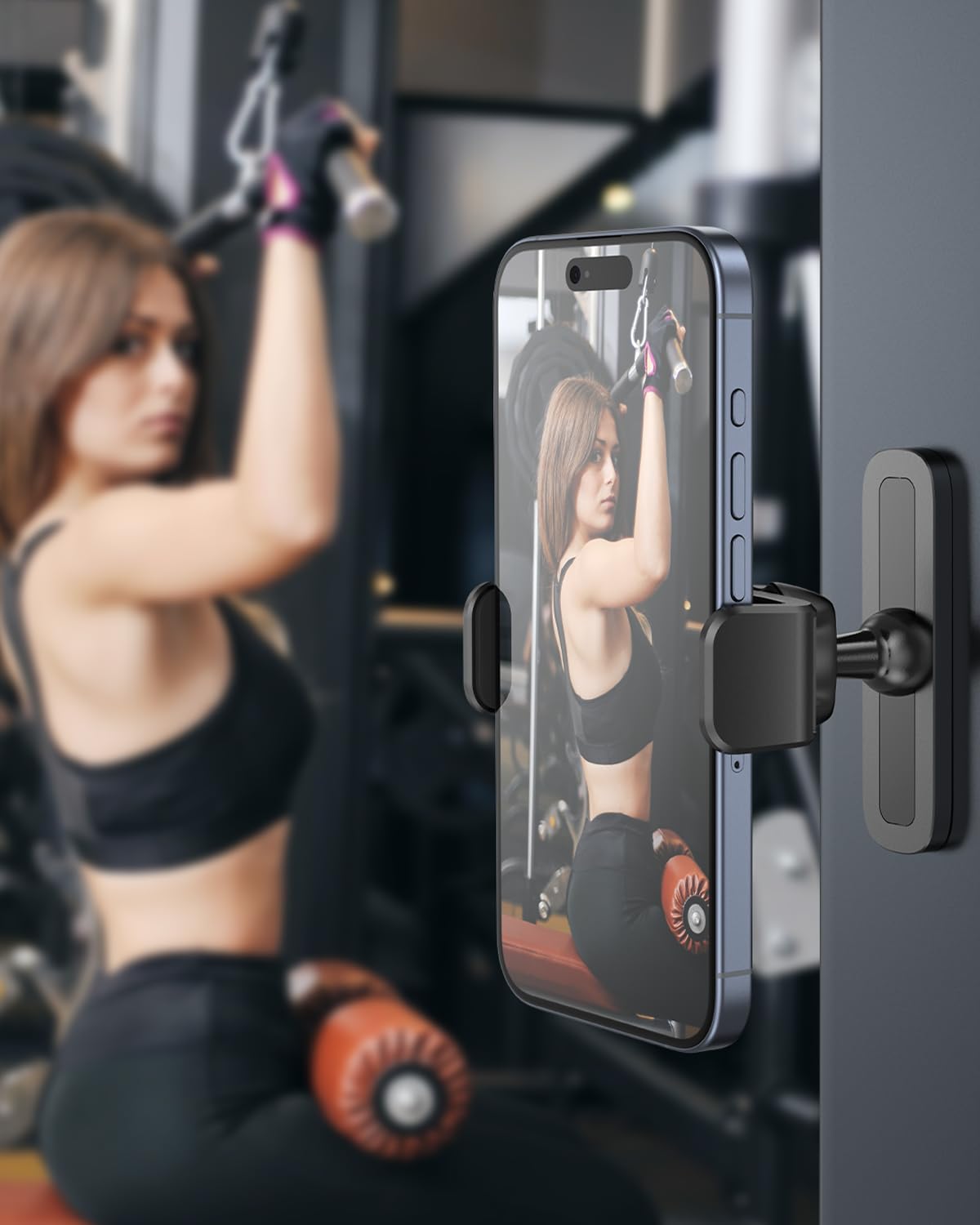APPS2Car Magnetic Mount for GYM, 360 Adjustable Magnetic Phone golf Mount, Magnet Phone Holder Compatible with 4.7-6.5" Smartphones, Alloy Base and Joint, Black Cradle