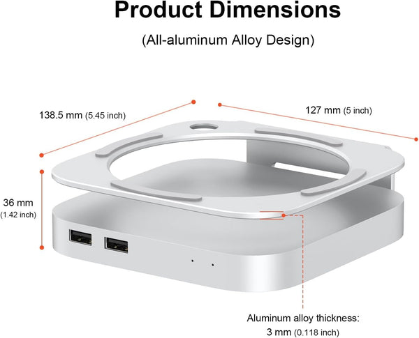 Qwiizlab 40Gbps Mac mini M4/M4 Pro Stand Hub with USB4 NVMe SSD Enclosure, USB-C Host, 3 USB-A 2.0, 3.5mm Audio, Supports M.2 PCIe up to 8TB, Compatible with Thunderbolt 4/5