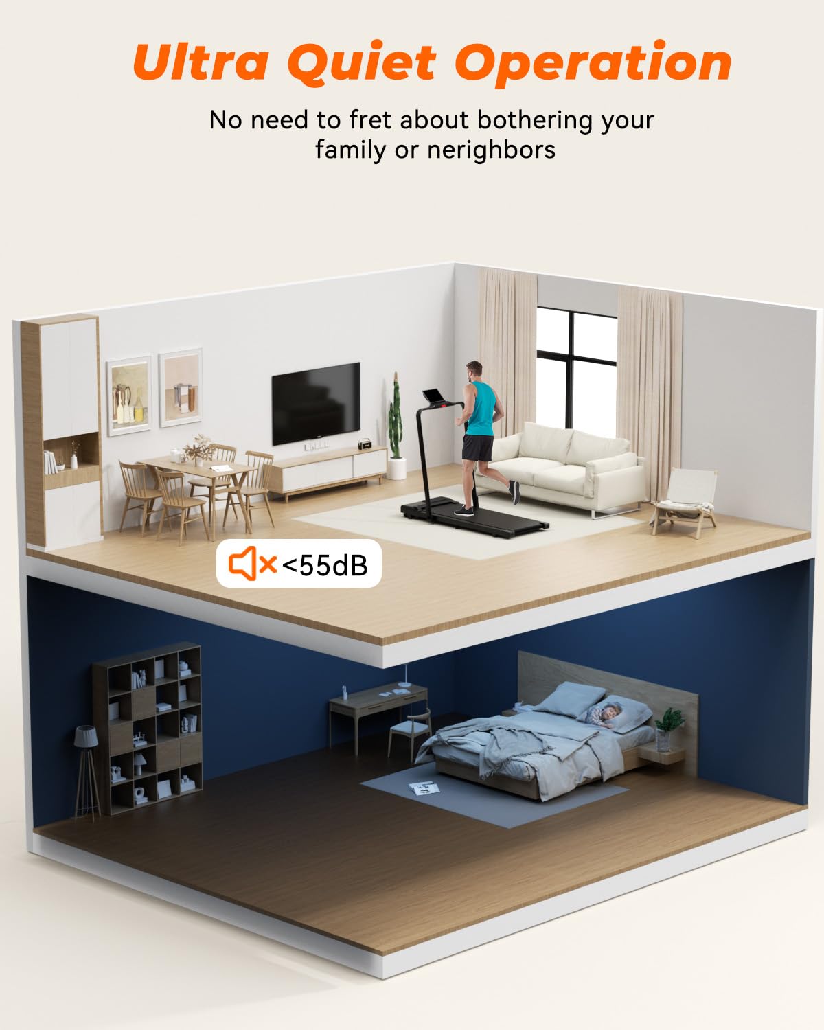 Superun Walking Pad Raceable 6% Incline 2.5HP Under Desk Treadmill 136KG Capacity MAX 110CM Foldable Treadmill APP Control Portable Walking Machine for Home with Training Courses & Multi-Runner Races