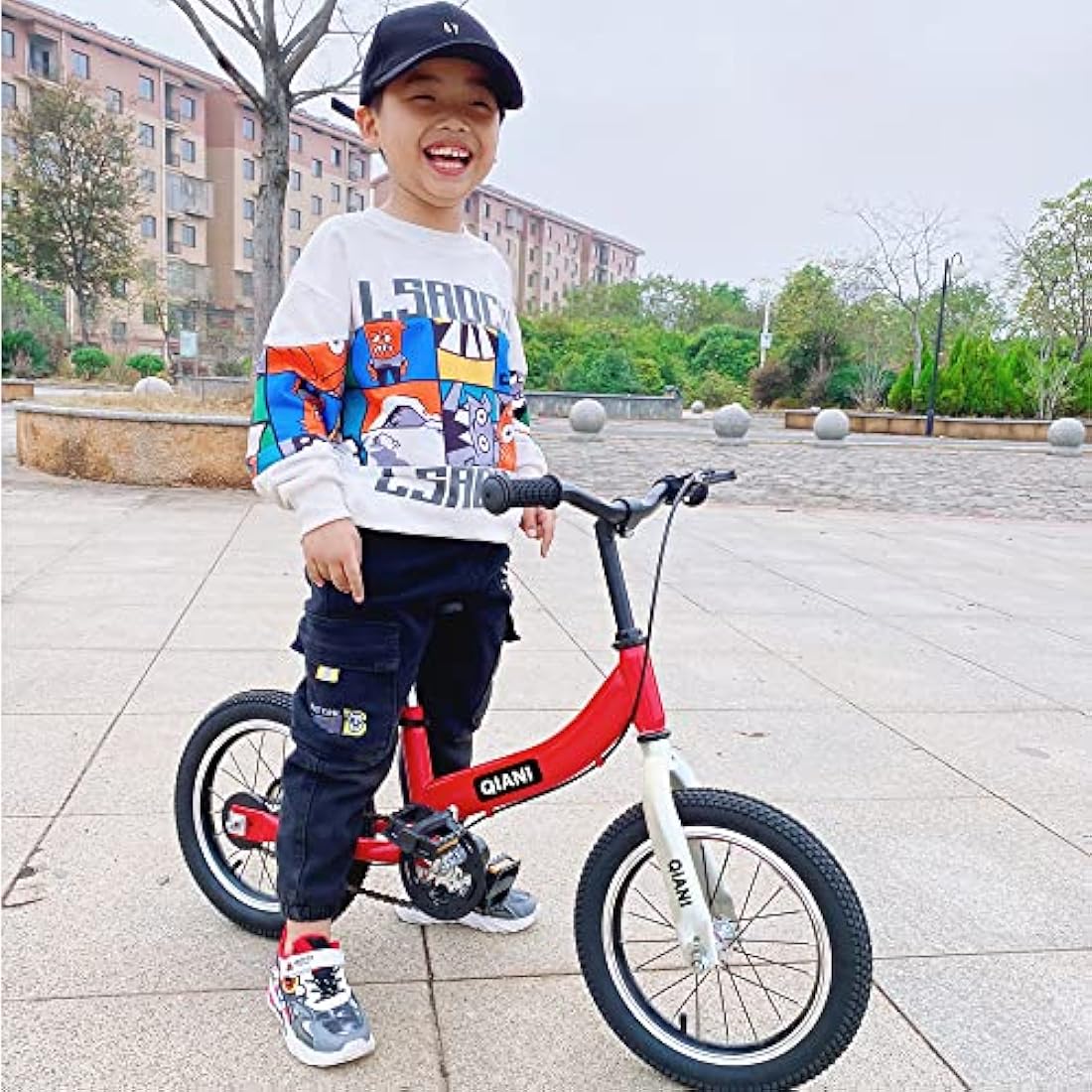 Qiani Balance Bike 2 in 1 for Toddlers,Kids 2 3 4 5 6 7 Years Old,Balance to Pedals Bike,12 14 16 inch Kids Bike,with Pedal kit,Stabilisers,Brakes