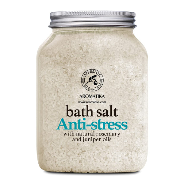 De-Stress Bath Salt 1300g - 100% Natural & Pure with Essential Oils Rosemary & Juniper - Best for Good Sleep - Relaxing - Calming - Body Care - Beauty