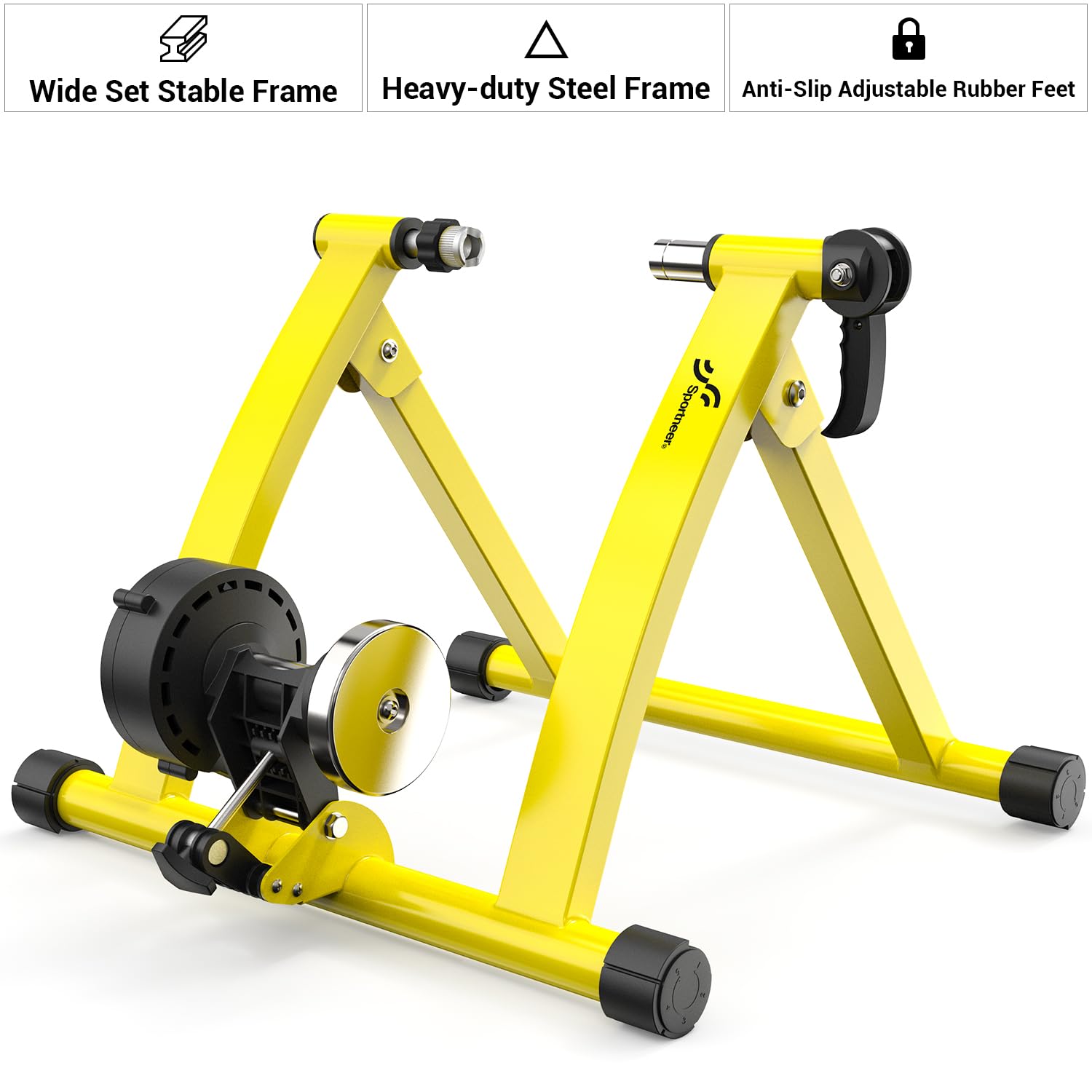 Sportneer Turbo Trainer, Bike Trainer with 6 Resistance Settings for Indoor Bike Trainer Stand Steel Bicycle Exercise Magnetic Stand with Noise