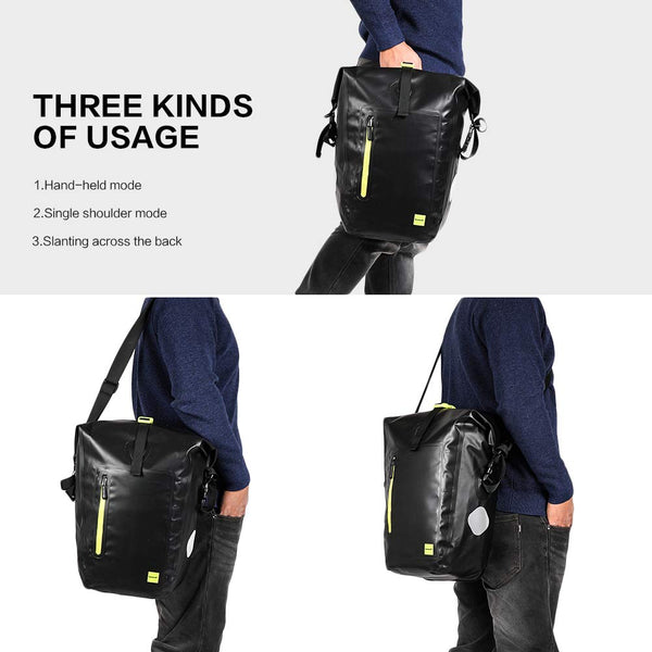 Rhinowalk 25L Waterproof Bike Pannier Bag for Bicycle Pannier Rack with Side Pockets (Green)