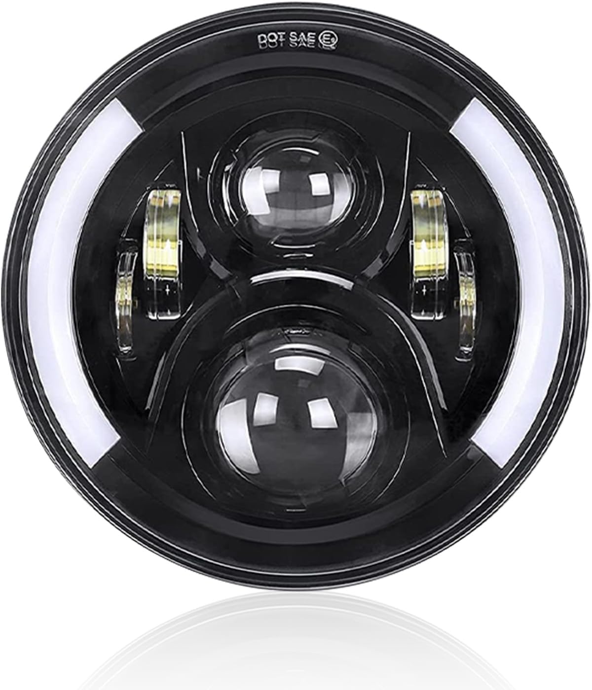 TANZEDMI 7 Inch LED Motorcycle Headlight with Amber Halo Turn Signal White DRL High/Low Beam Angle Eyes Compatible with Motorcycles Electra Glide Street Glide Fat Boy Road King Headlamp