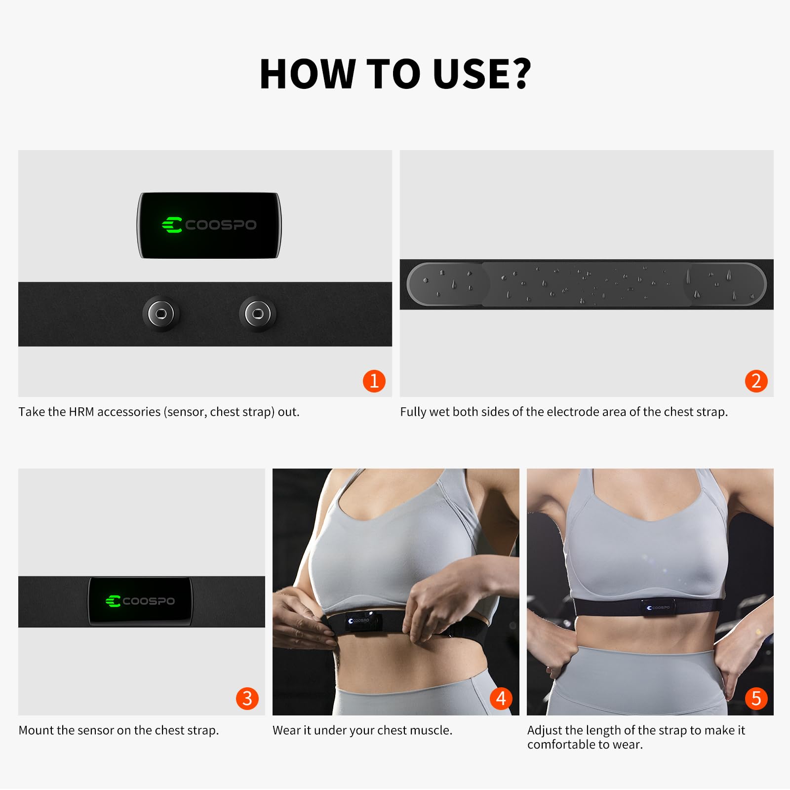 COOSPO H9Z Herat Rate Monitor Chest Strap,Bluetooth 5.0 ANT+ Heart Rate Monitor,Heart Rate Sensor with Rechargeable Battery,HRM Works with Strava/WahooFitness/Polar Beat Peloton/Zwift/DDP Yoga App