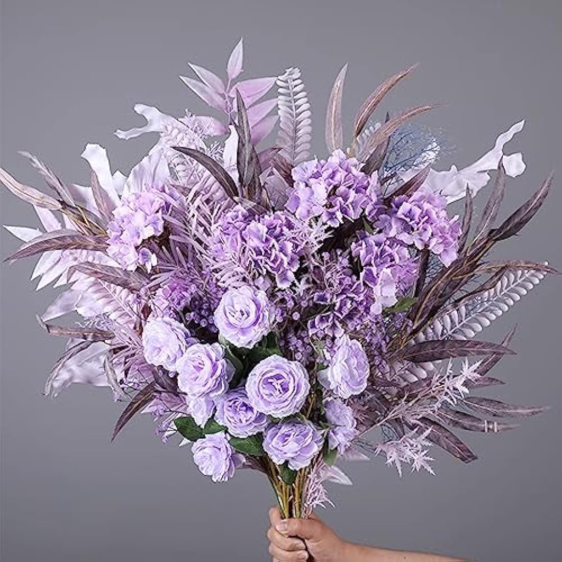 FagusHome 30 Pcs Silk Hydrangea Heads Artificial Flowers Heads and Stems Fake Hydrangea Flowers for Home Wedding Decor (Light Purple)