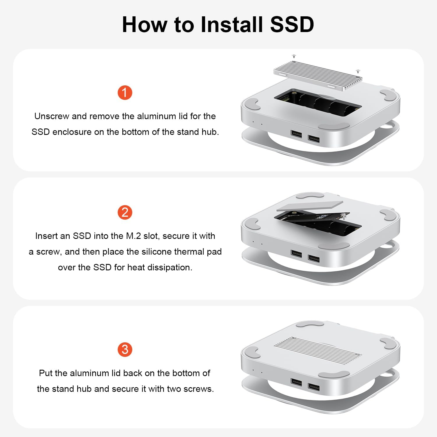 Qwiizlab 40Gbps Mac mini M4/M4 Pro Stand Hub with USB4 NVMe SSD Enclosure, USB-C Host, 3 USB-A 2.0, 3.5mm Audio, Supports M.2 PCIe up to 8TB, Compatible with Thunderbolt 4/5