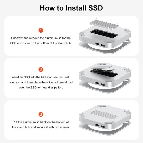 Qwiizlab 40Gbps Mac mini M4/M4 Pro Stand Hub with USB4 NVMe SSD Enclosure, USB-C Host, 3 USB-A 2.0, 3.5mm Audio, Supports M.2 PCIe up to 8TB, Compatible with Thunderbolt 4/5