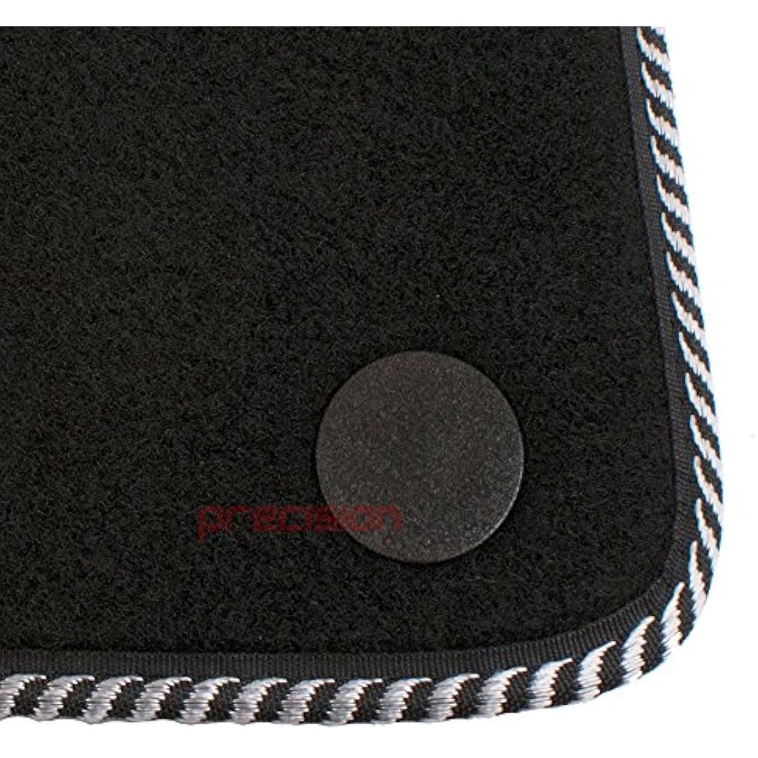Precision Black Car Mats with 500 Logo & Silver Twist For Fiat 500 (2013-2020) - SSQ50064ST
