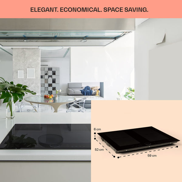 Klarstein Induction Hob, 7000W Electric Hobs Induction Cooker, 4 Ring Electric Pan Hob, Built-In Table Top Cookers w/ 4 Hobs, Touch Control, Inductions Heater Cooktops, Hot Plates for Cooking