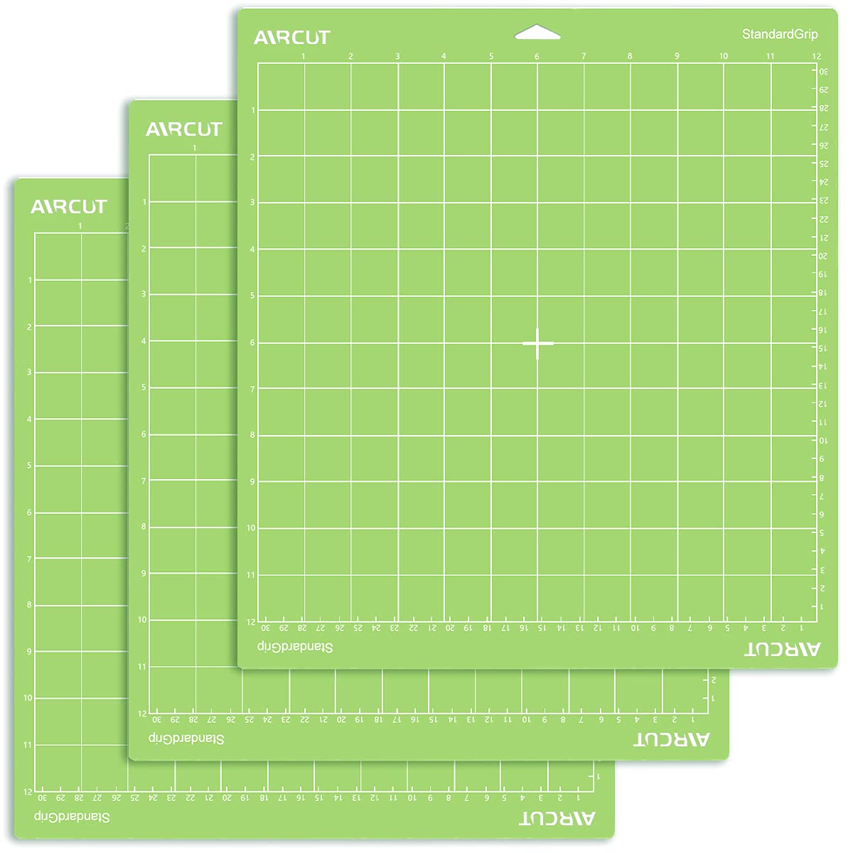 AIRCUT Standard Grip Cutting mat for Cricut Maker/Explore Air 2/Air/One(12x12 Inch, 3 Mats) Standard Adhesive Sticky Green Quilting Cricket Cutting