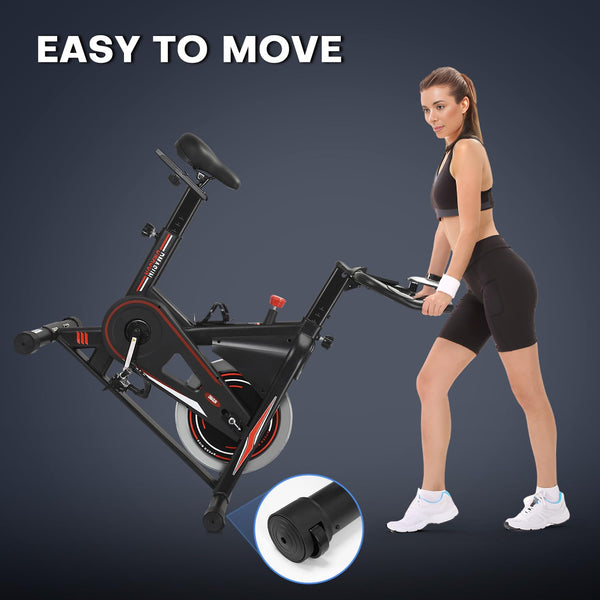 DMASUN Exercise Bike Professional with Large Tablet Holder & Comfortable Seat, Indoor Cycling Bike for Home Cardio, Fitness Stationary Bike with 350LBs Capacity (Additional Soft Seat Cushion Cover)