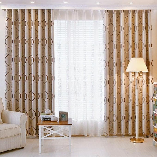 2 Panels Set Modern Striped Curtains for Living Room (Coffee, 2 x 66x84 Inch)