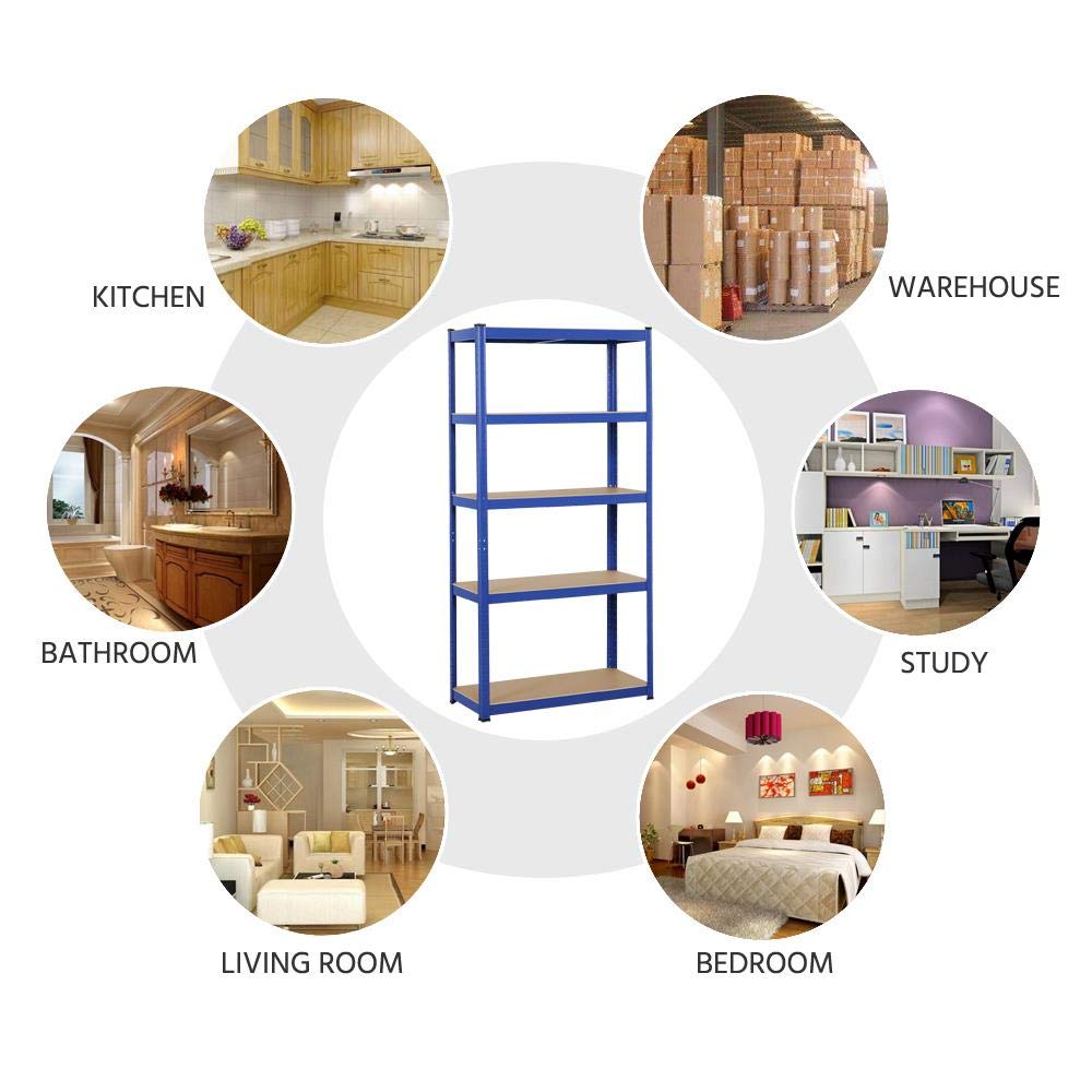 Yaheetech Garage Shelving Units - 5 Tier Heavy Duty Rack for Storage Metal Utility Shelves,180cm x 90cm x 40cm,175KG Per Shelf,Blue