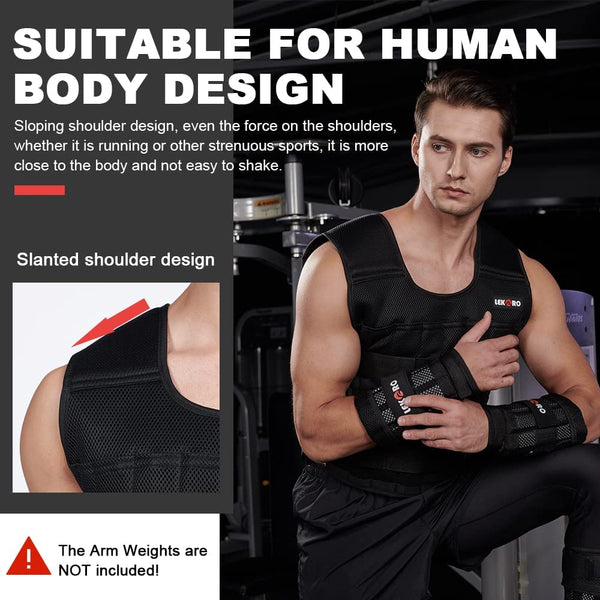 Adjustable Weighted Vest 44LB Workout Weight Vest Training Fitness Weighted Jacket for Man Woman (Included 96 Steel Plates Weights)