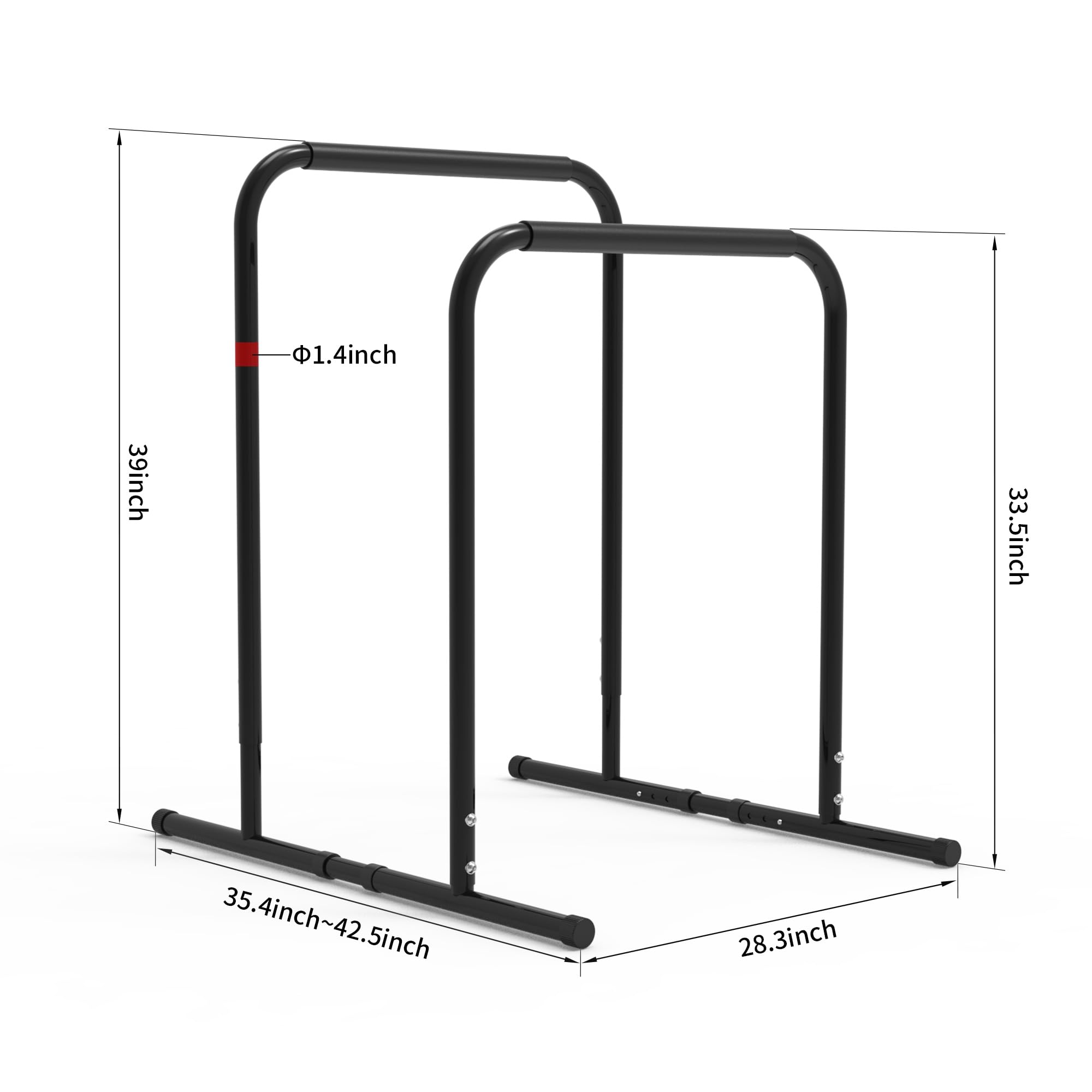 leikefitness Pull Up Dip Station Adjustable Height Strength Training Dip Stands Station Tricep Dips Push-Ups For Home Gym