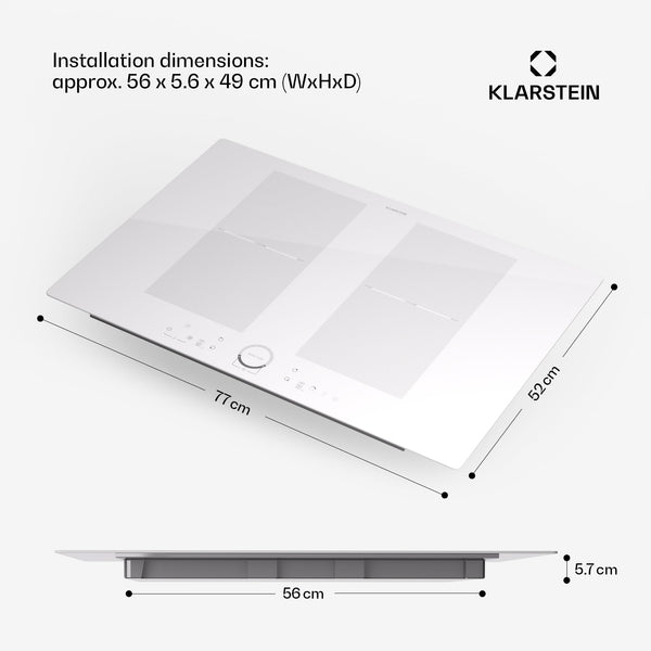 Klarstein Induction Hob, 7000W Electric Hobs Induction Cooker, 4 Ring Electric Pan Hob, Built-In Table Top Cookers w/ 4 Hobs, Touch Control, Inductions Heater Cooktops, Hot Plates for Cooking