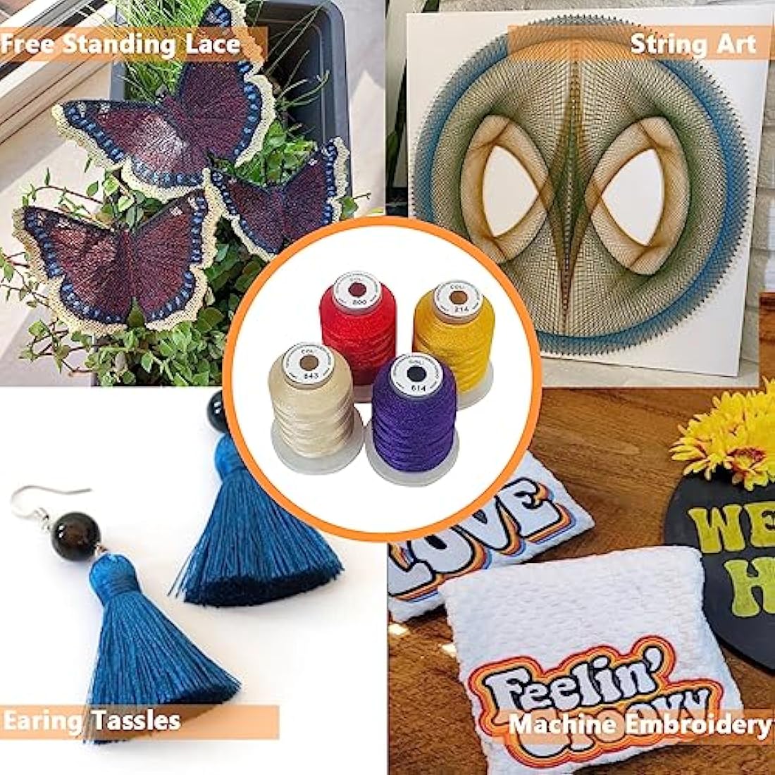 New brothreads 63 Brother Colors 100% Polyester Machine Embroidery Thread Kit 500m - Compatible for Home-Based Embroidery Sewing Machine