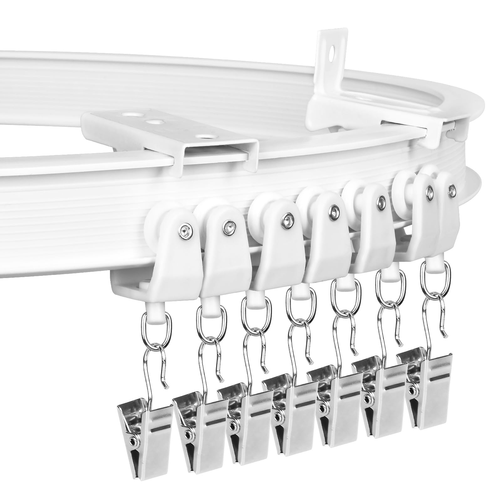 Curtain Track for Bay Windows, 6m Flexible Bendable Curved Curtain Rail Ceiling Wall Mount, Plastic Heavy Duty Curtain Track System for Room Divider,