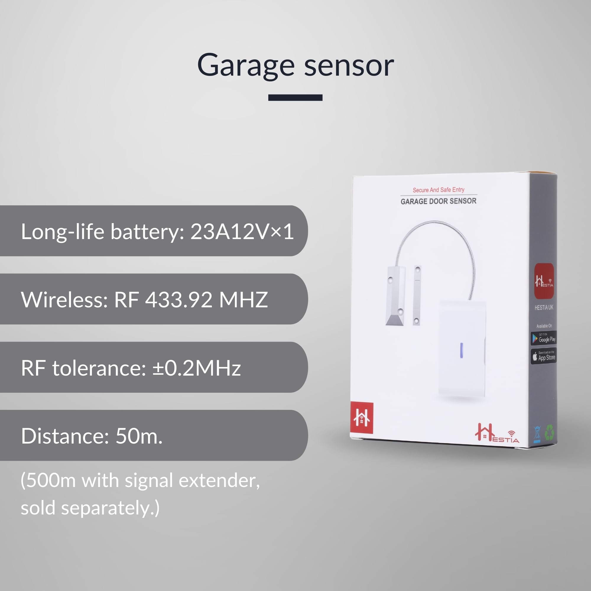 Hestia Wireless Garage Alarm System with Phone App, Metal Garage Sensor, Door Alarm Sensor, Vibration Sensor, Smart Cube Hub House Security System