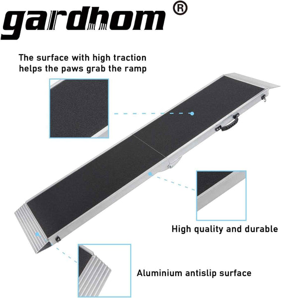 Aluminum Dog Car Ramp 183x38cm Anti Slip 180kg Capacity Cars SUVs Gardhom