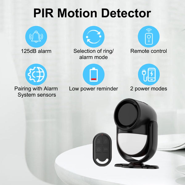 Shed Alarm, Shed Security Alarm for Home / Ranch / Van / Carport / Shop Infrared Detection Technology with 328ft Remote SOS Button Battery Powered 125db Extra Loud - Black