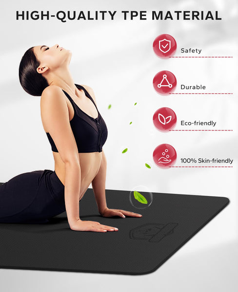 HAPBEAR Large Yoga Mat for Women-183cm116cm6mm, TPE Non-Slip, Durable, Eco-Friendly, Extra Large Thick Wide Exercise Mat for