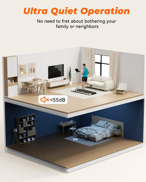 Superun Walking Pad Raceable 6% Incline 2.5HP Under Desk Treadmill 136KG Capacity MAX 110CM Foldable Treadmill APP Control Portable Walking Machine for Home with Training Courses & Multi-Runner Races