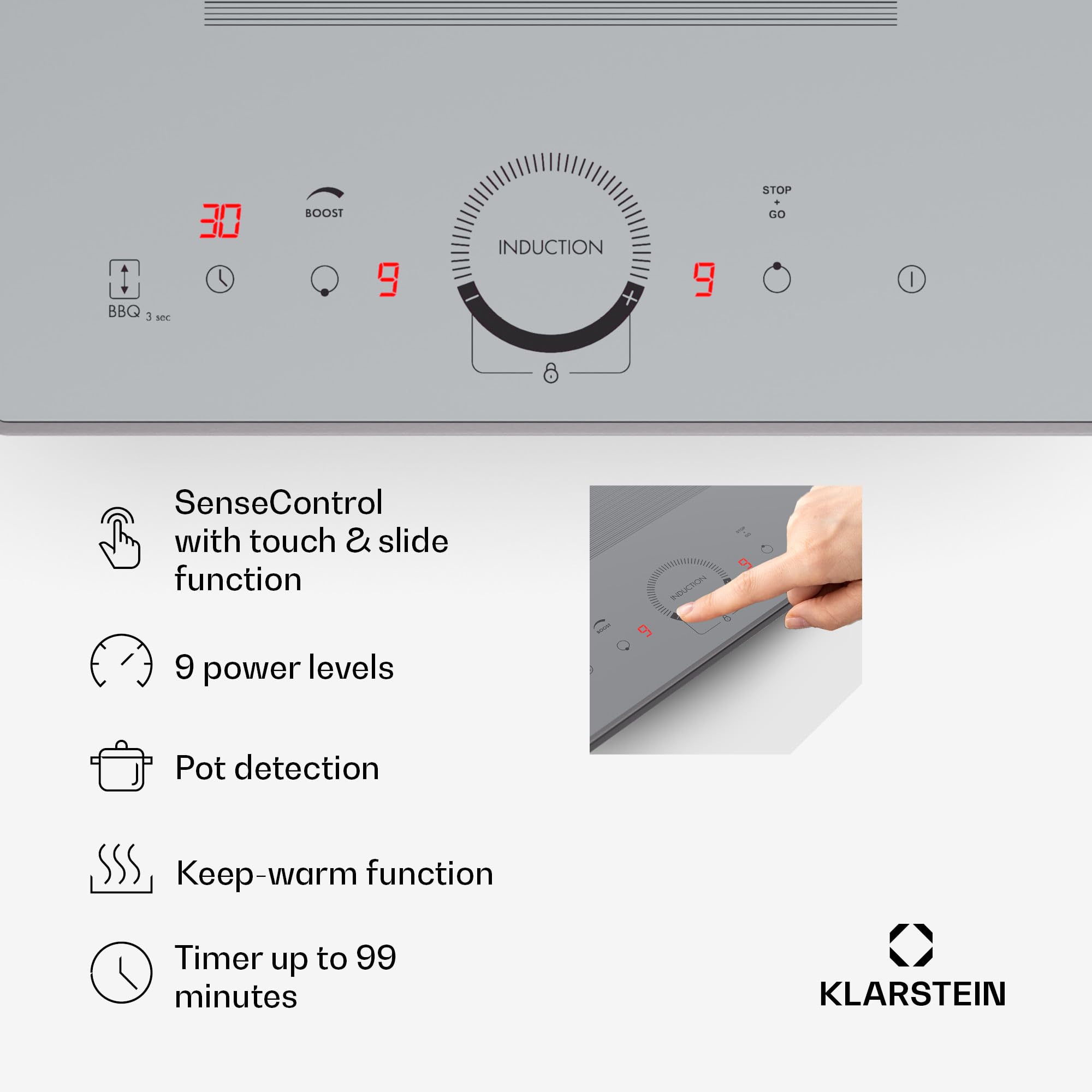 Klarstein Induction Hob, 7000W Electric Hobs Induction Cooker, 4 Ring Electric Pan Hob, Built-In Table Top Cookers w/ 4 Hobs, Touch Control, Inductions Heater Cooktops, Hot Plates for Cooking