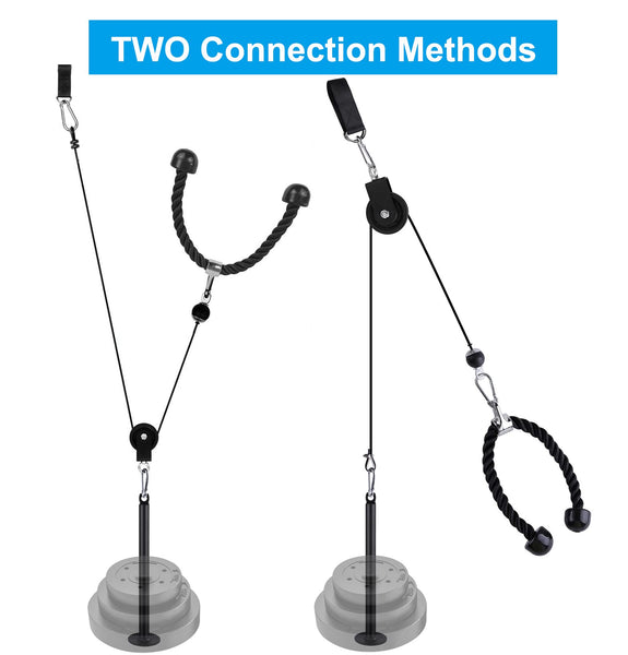 LFJ 12Pcs Fitness LAT Pulley System, Home Gym Cable Machine Muscle Arm Strength Training Equipment with Tricep Rope Loading Pin Exercise Accessories