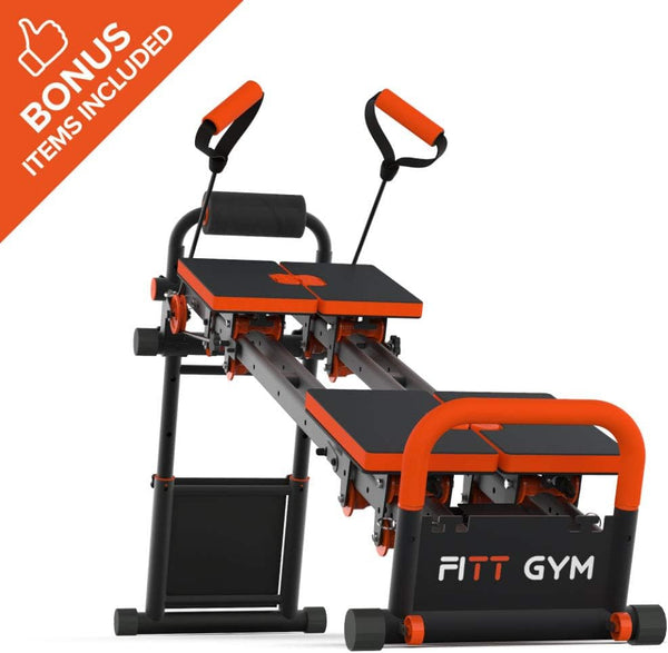 New Image FITT Gym - Pilates Reformer, Bodyweight Gym & Ab Trainer - MultiGym Total Body Fitness Home Workout Machine - Collapsible & Easy to Assemble - Adjustable Positioning
