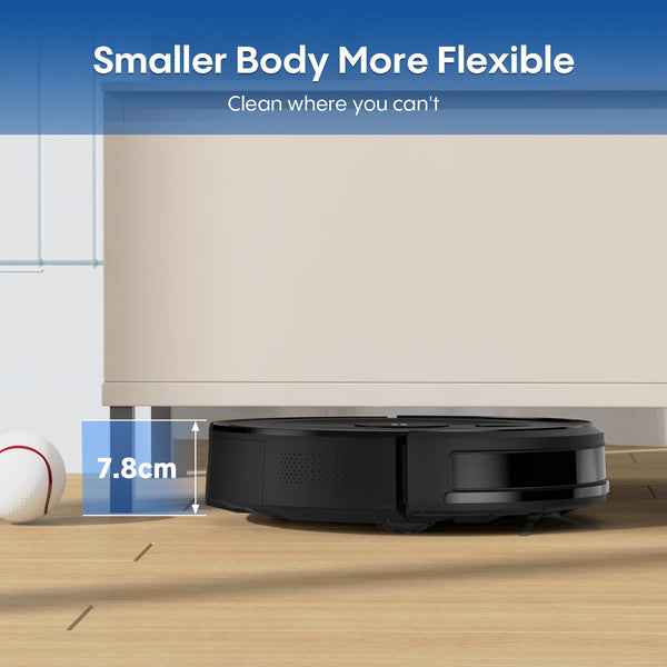 Deenkee Robot Vacuum 4000Pa Strong Suction, Robot Vacuum Cleaner with Mop 7.8cm Ultra-Slim & Schedule & Wifi/APP/Alexa Control, Self-Charging Clean Robot Vacuum and Mop (Light Black)