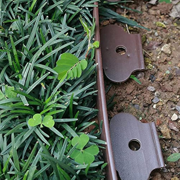 Lawn Edging Border 10m,Garden Edging Borders [Extra Tall 10cm High] with 30pcs Stakes,Flexible Landscape Edging,Mini Plastic Fence for Yard Flower Beds,Grass,Path -Brown