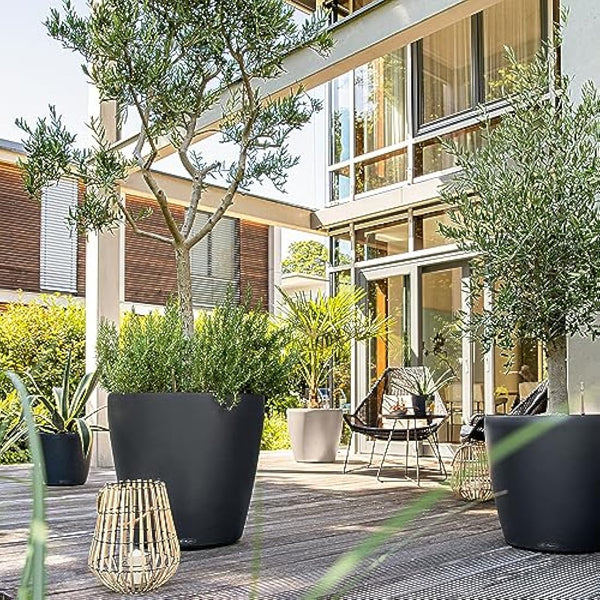 Lechuza CLASSICO Color 60 Self Watering Planter Large Garden Plastic Indoor and Outdoor Flower Plant Pot with Drainage Hole D60 H55.5 cm Slate