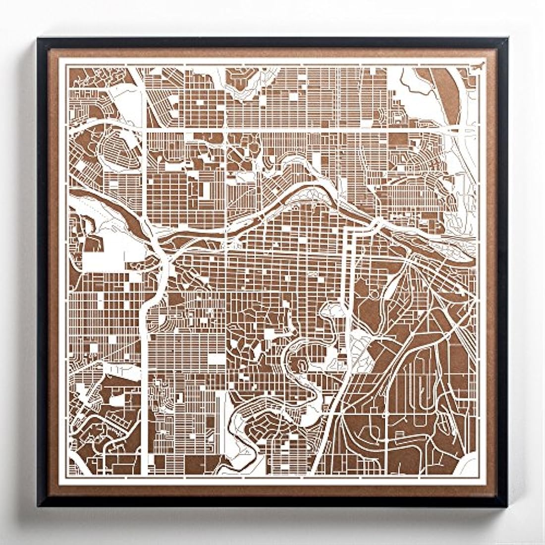 Calgary Paper Cut Map White 30x30 cm Paper Art