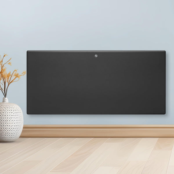 Purus 600W Grey Electric Radiator Heaters for Home, Bathroom Safe Electric Heater Setback Timer Lot 20 & Advanced Thermostat Control Wall Mounted or Floor Standing Low Energy Panel Heater